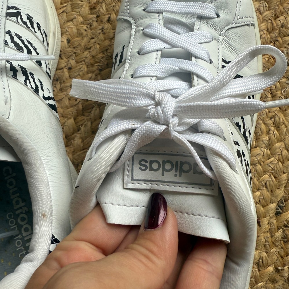 Adidas Grand Court Zebra Print White Leather Sneakers Trainers GZ0150 Womens 9 - Picture 9 of 9